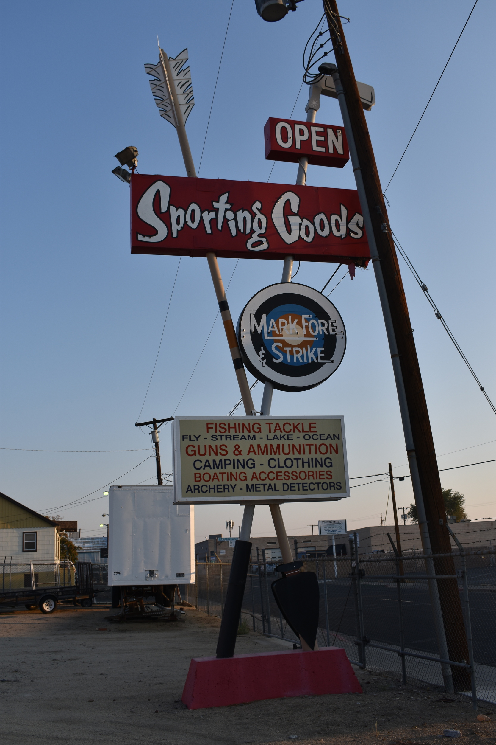 Mark Fore & Strike Sporting Goods mounted sign, Reno, Nevada