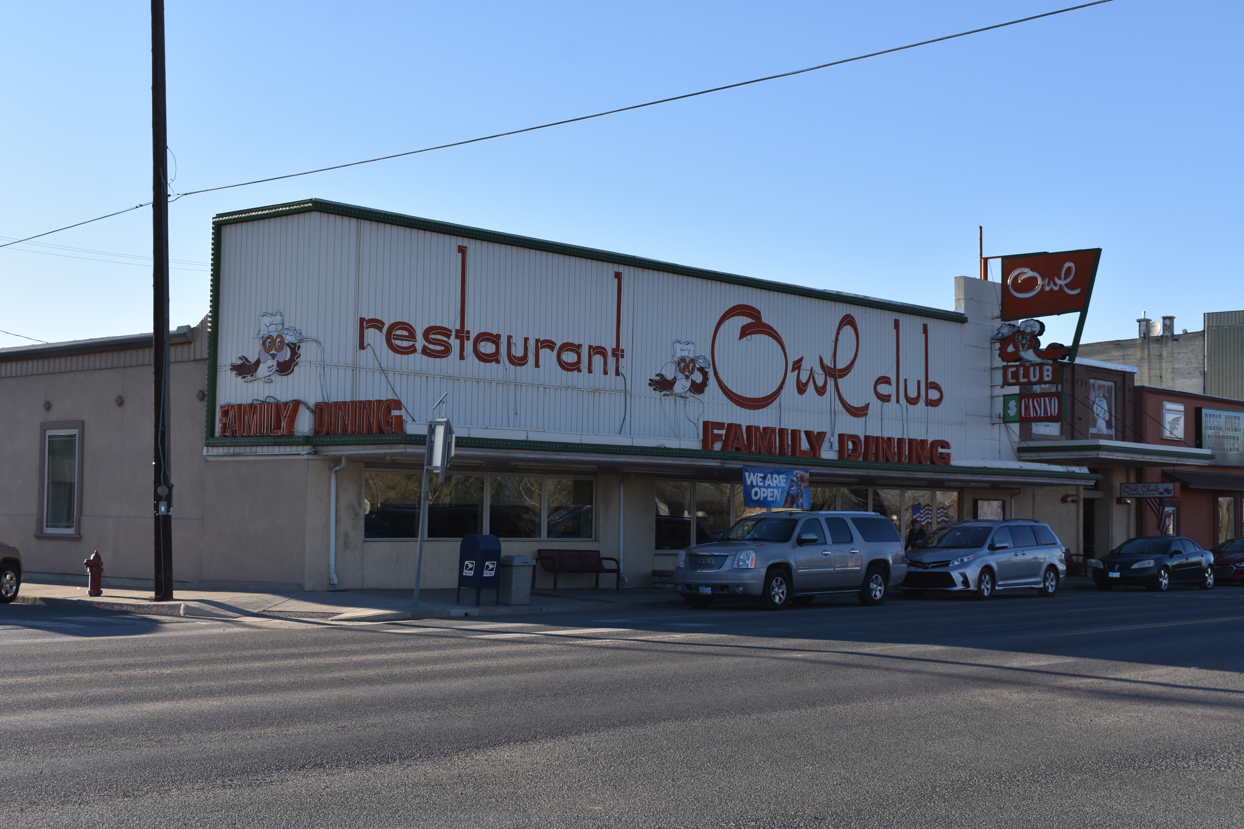 Owl Club Casino & Restaurant wall mounted signs, Battle Mountain, Nevada