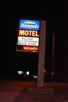 Stampede Motel flag mounted sign, Elko, Nevada