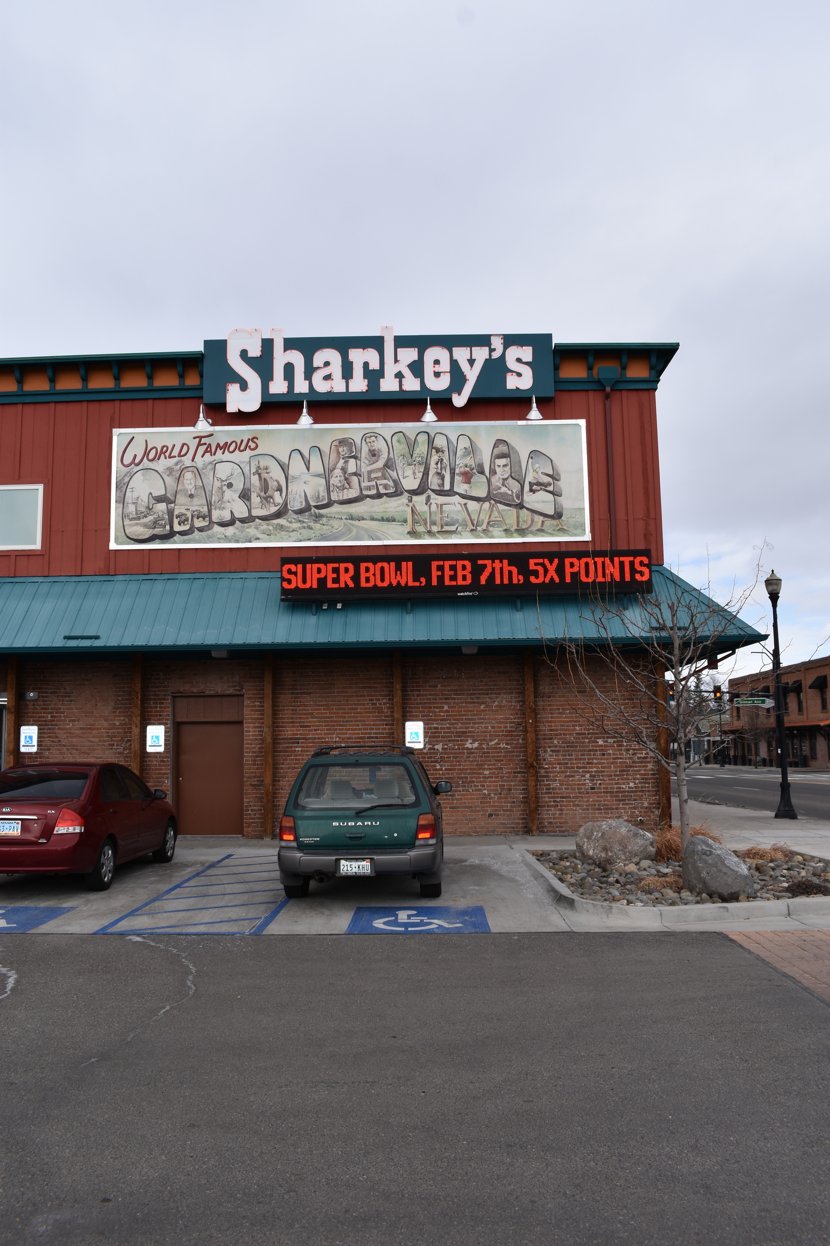 Sharkey's Casino wall mounted signs, Gardnerville, Nevada
