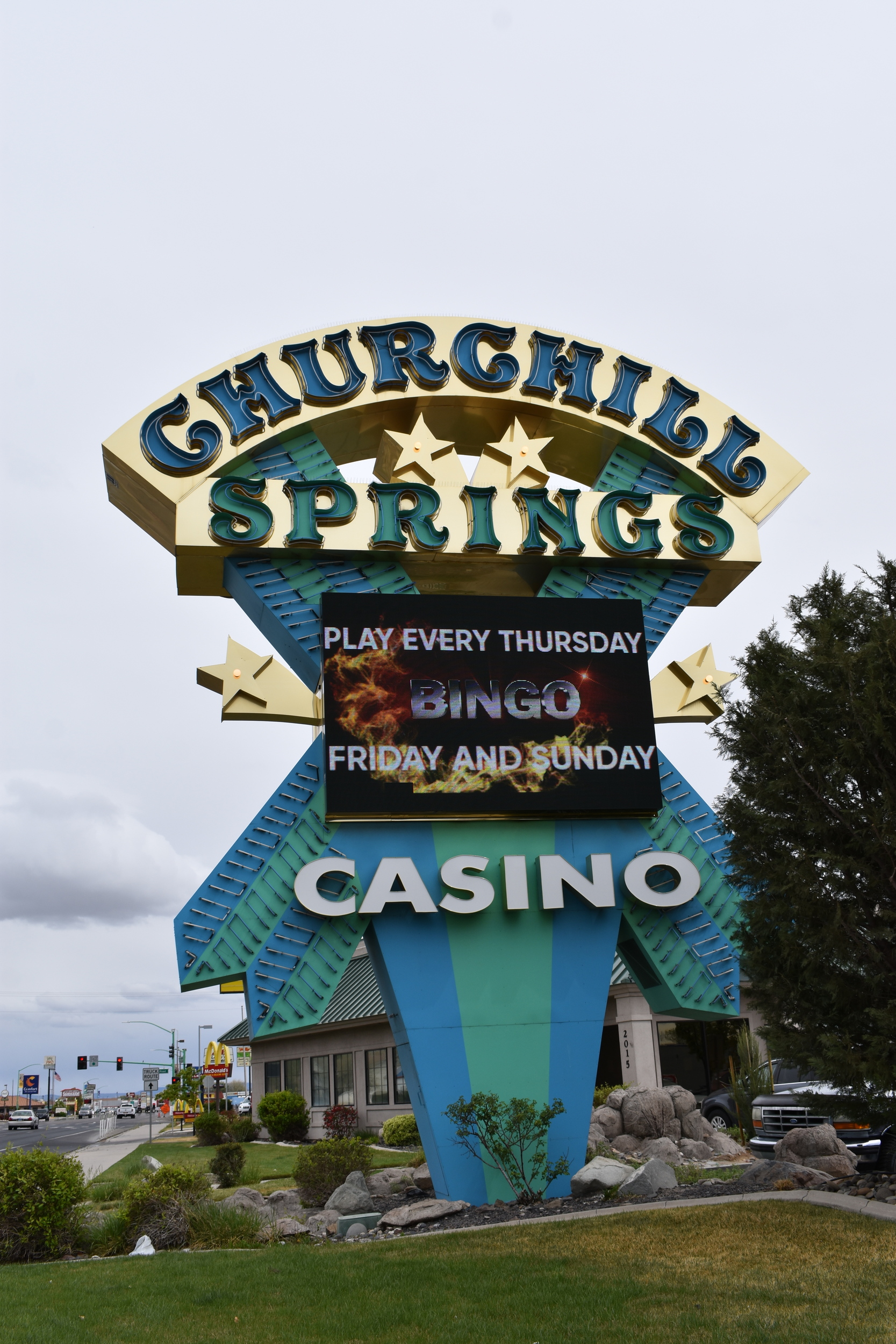 Churchill Springs Casino mounted sign, Fallon, Nevada