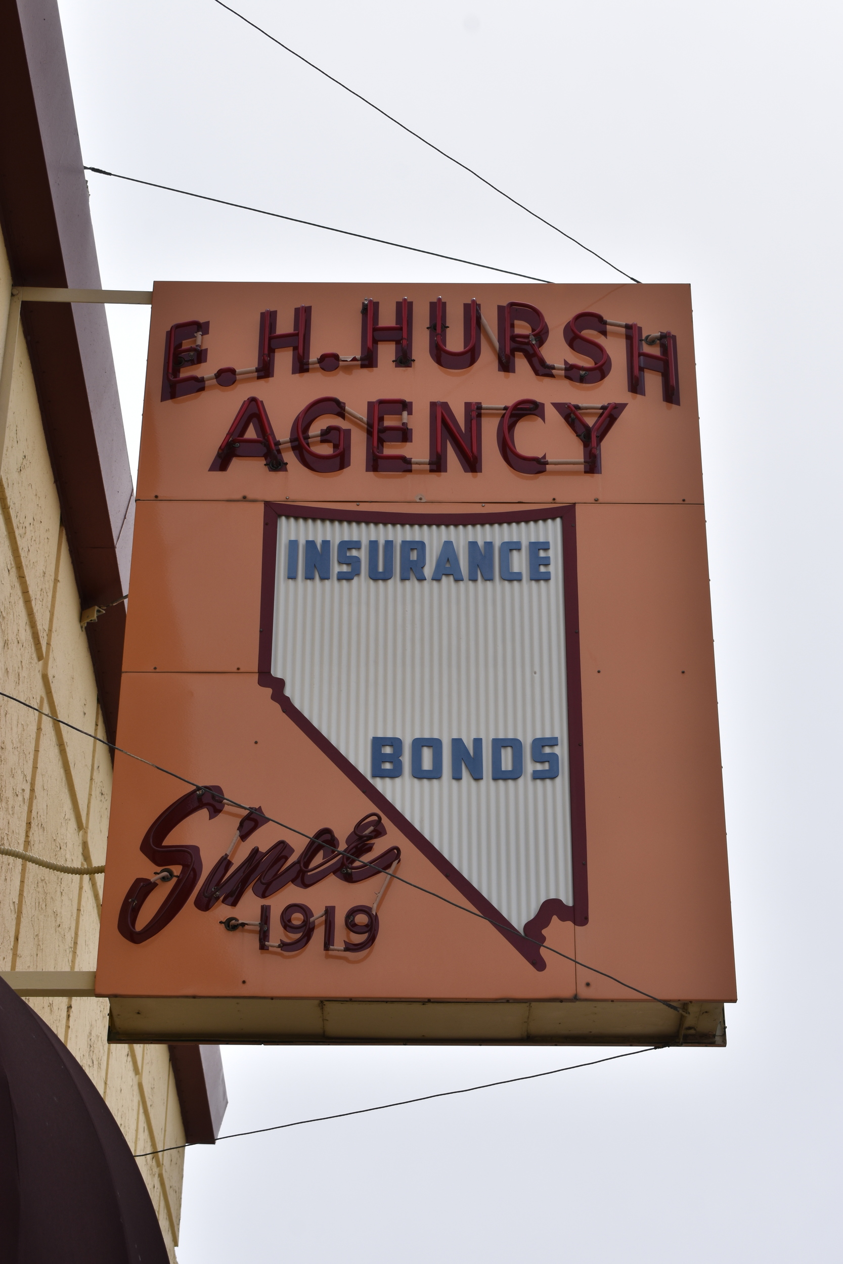 E.H. Hursh Inc. flag mounted wall sign, Fallon, Nevada