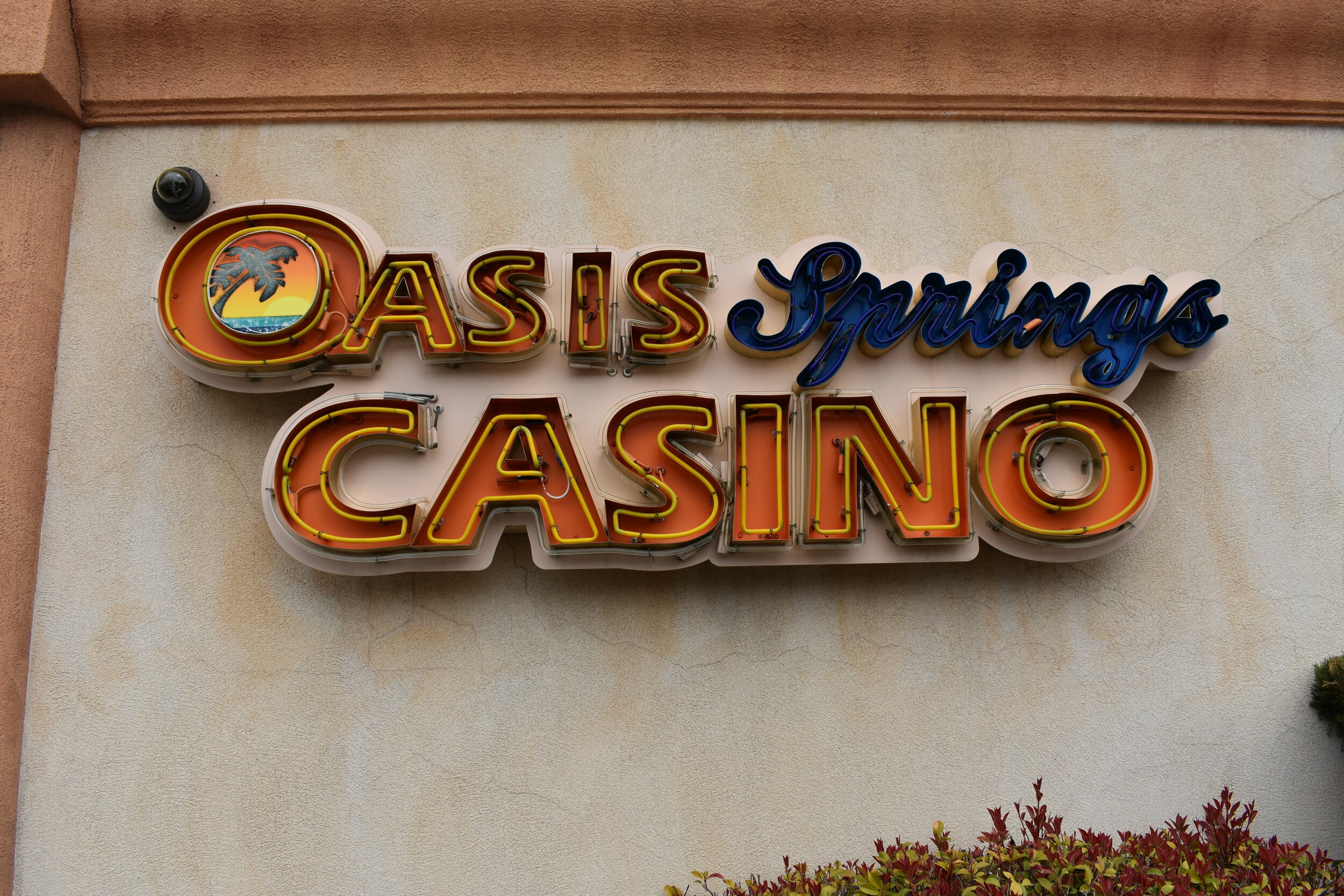 Oasis Springs Casino wall mounted signs, Fallon, Nevada