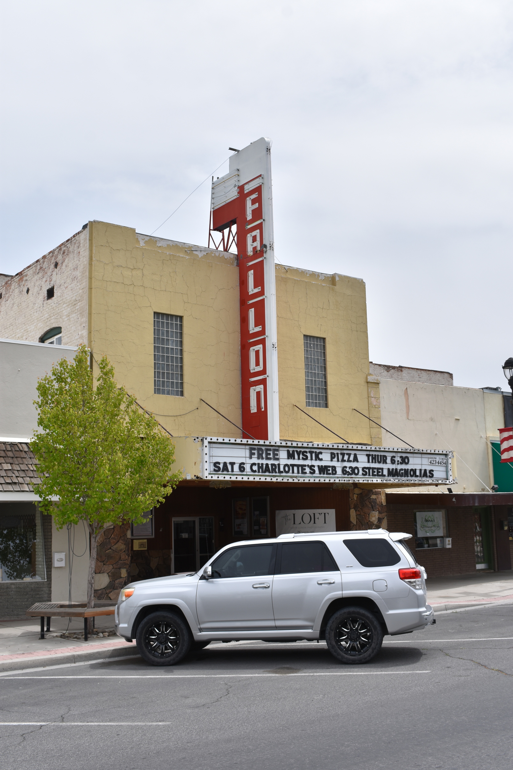 Fallon Theaters flag mounted wall sign, Fallon, Nevada