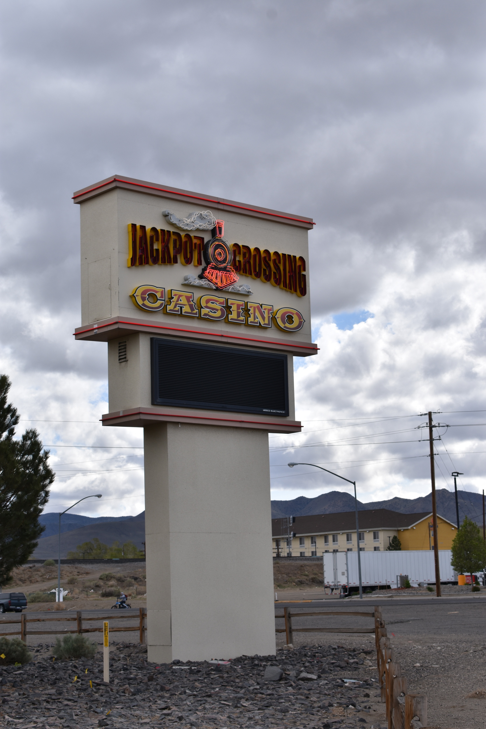 Jackpot Crossing Casino mounted sign, Fernley, Nevada