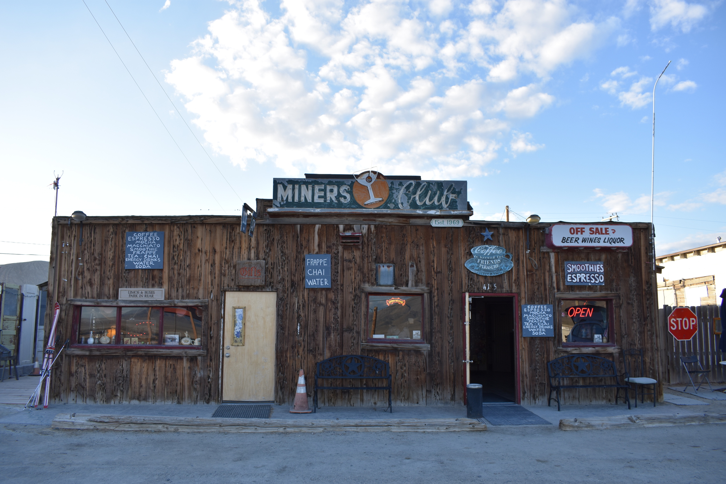 Miners Club wall and roof mounted signs, Gerlach, Nevada