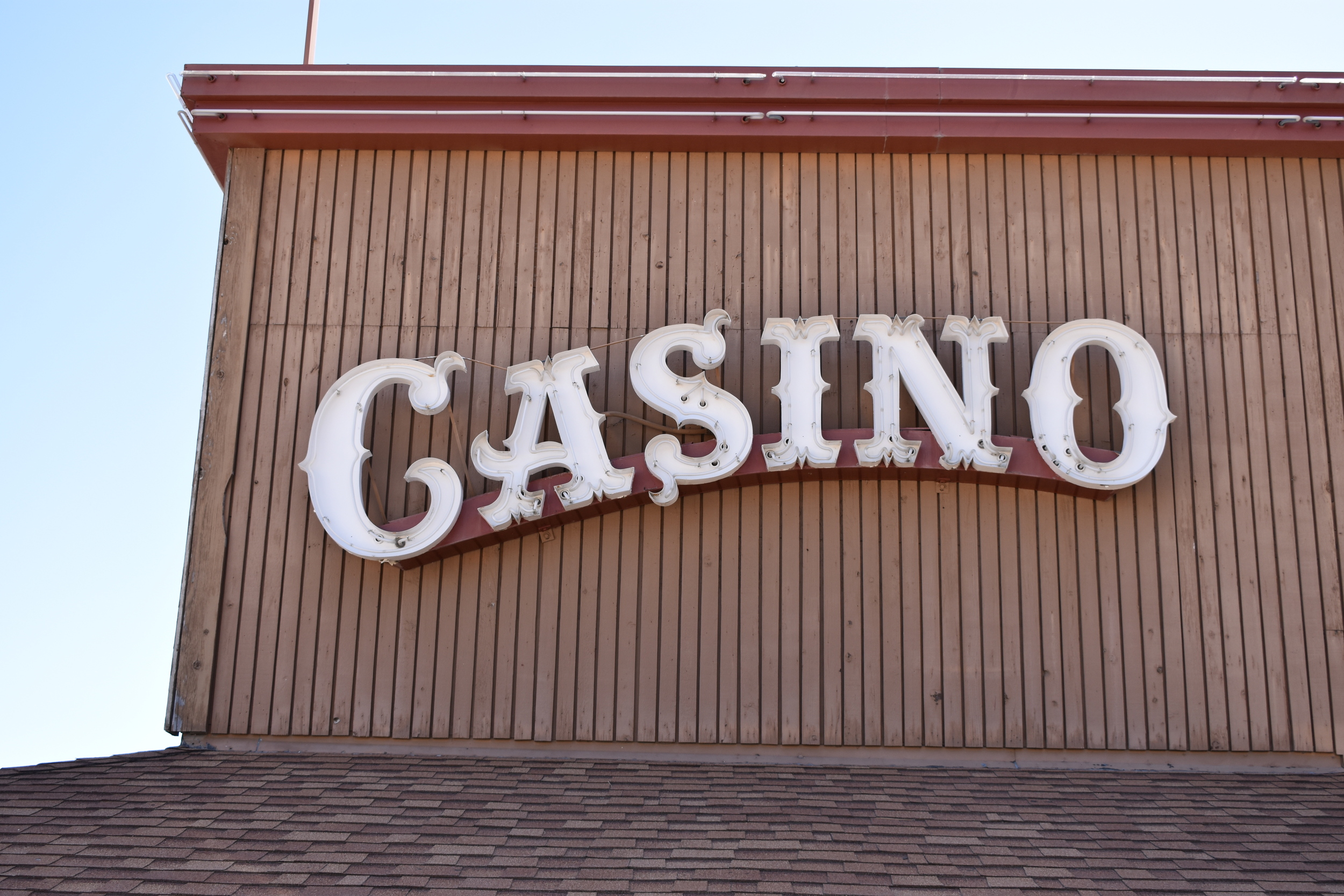 Cactus Pete's Resort Casino wall mounted sign, Jackpot, Nevada