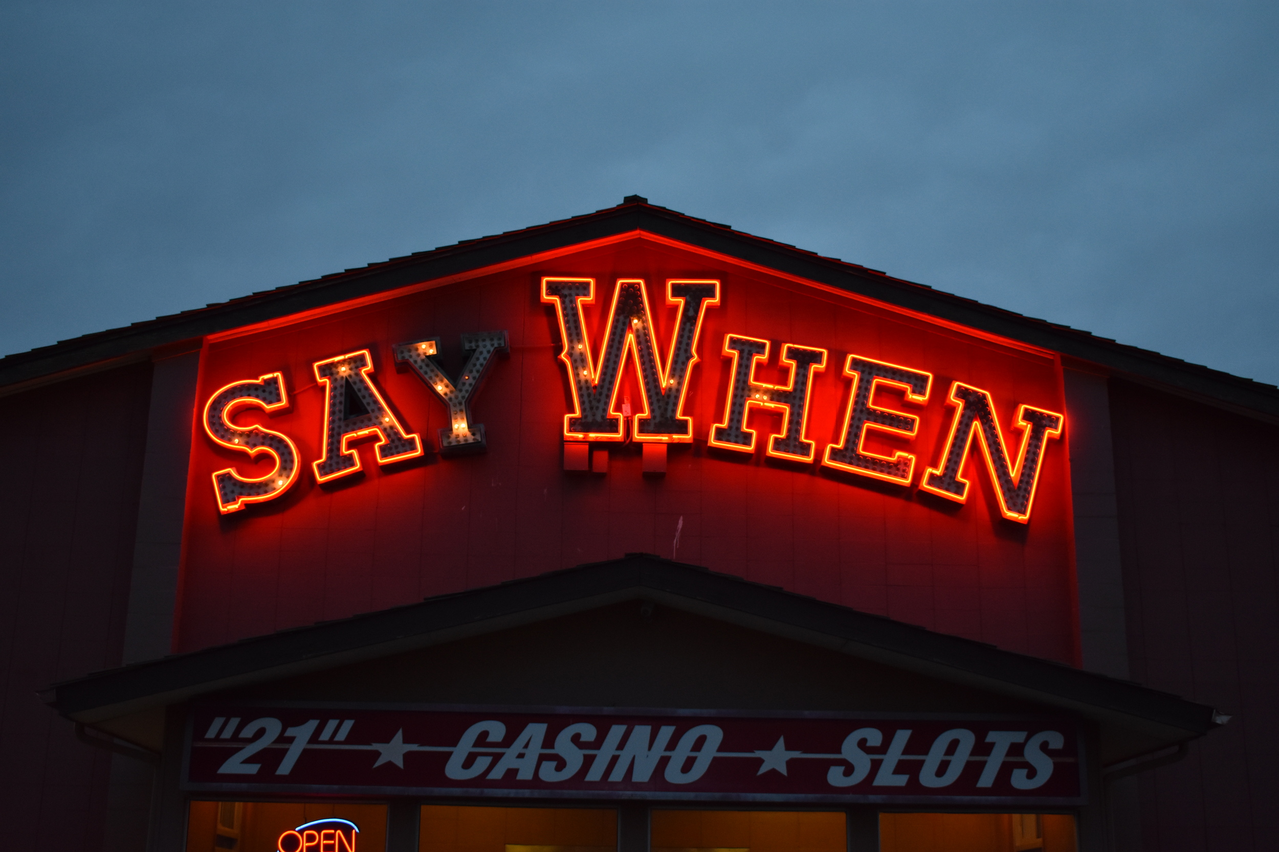 Say When Casino wall mounted signs, McDermitt, Nevada