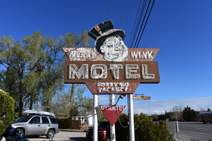 Merry Wink Motel double mounted sign, Reno, Nevada