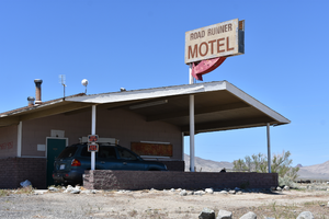 Road Runner Motel flag mounted sign, Schurz, Nevada