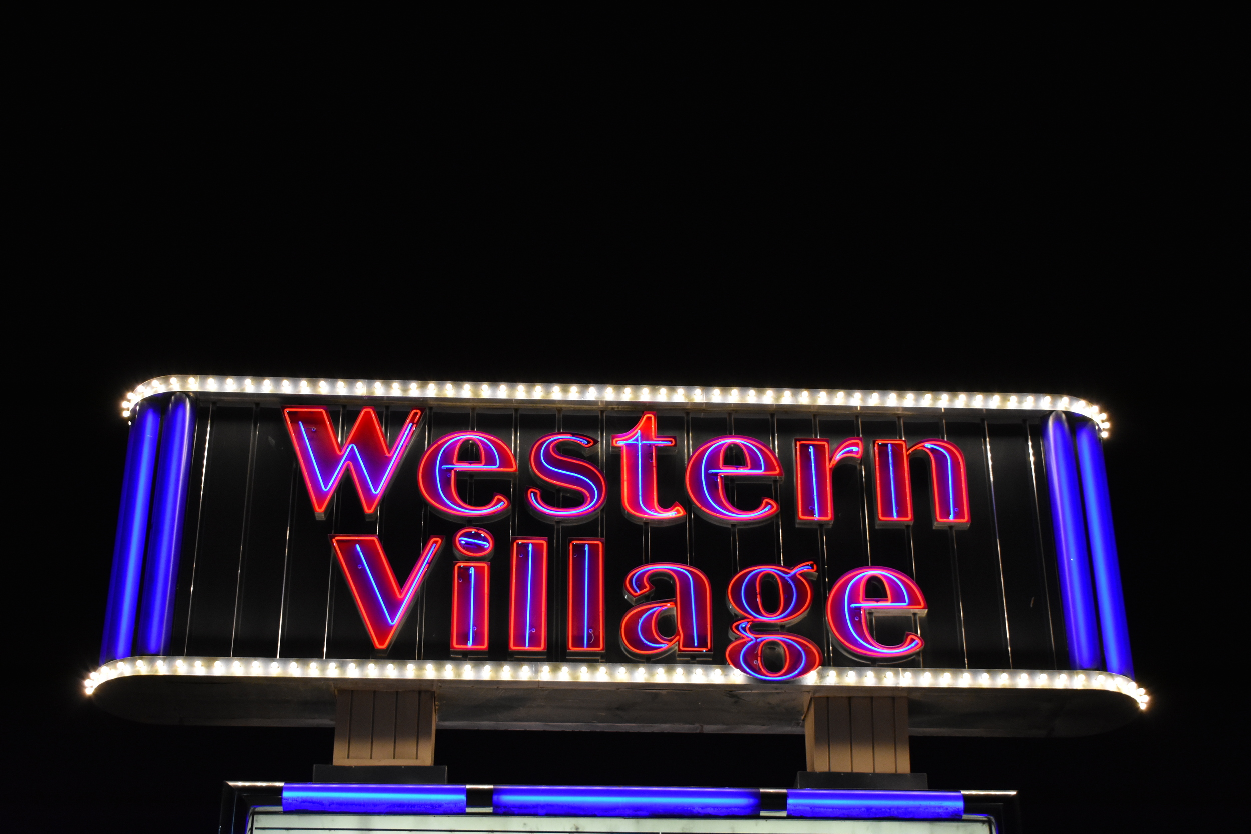 Western Village Inn & Casino double mounted sign, Sparks, Nevada