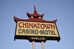 ChinaTown Motel double mounted sign, Wells, Nevada
