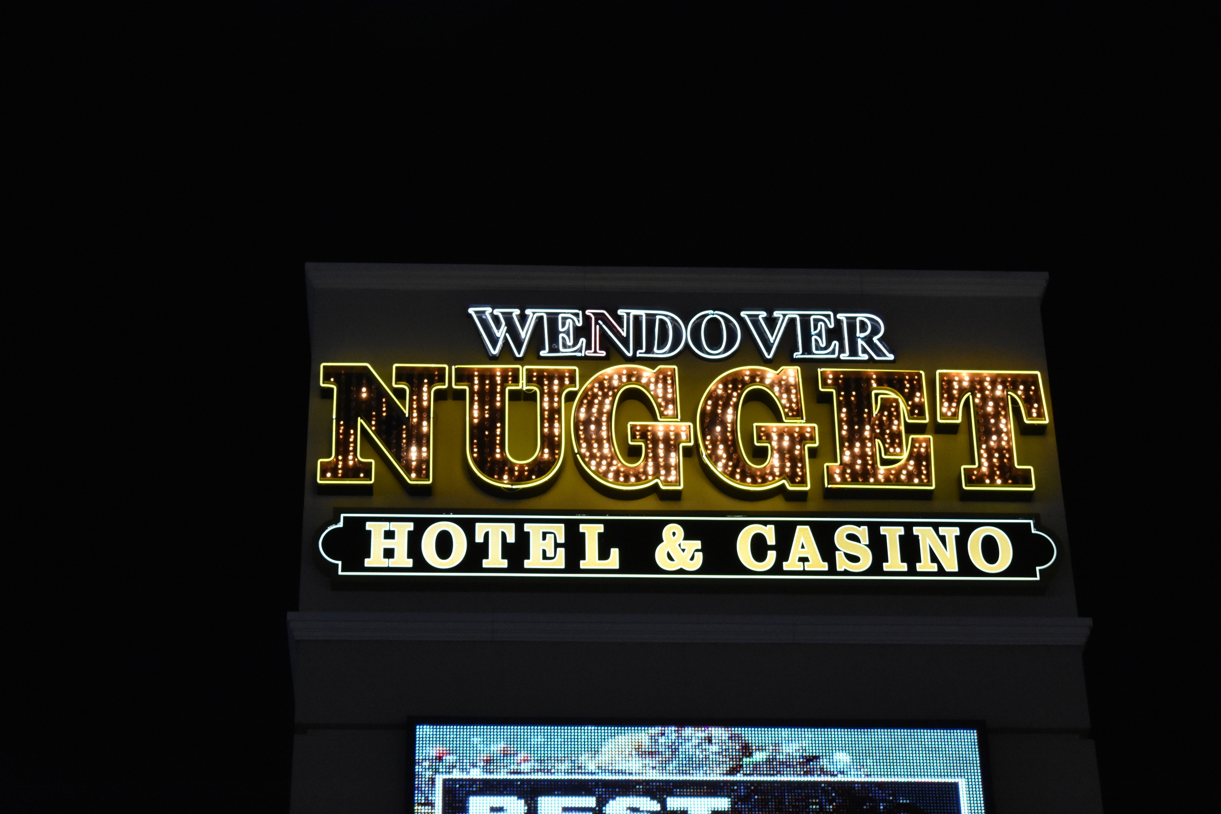 The Wendover Nugget Hotel & Casino mounted sign, Wendover, Nevada