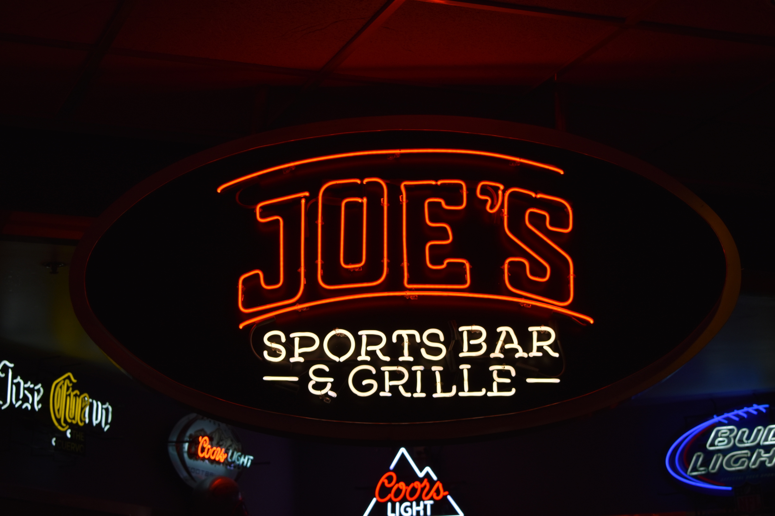 Joe's Sports Bar & Grille mounted signs, Stateline, Nevada