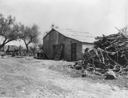 Hay barn and corn crib: photographic print