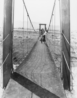 Suspension bridge above Cathedral Canyon, Hidden Hills Ranch: photographic print