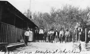 Fairbanks family, Sir Harry Oakes, and more at boarding house in Shoshone, California: photographic print