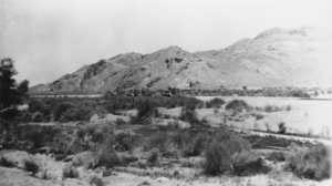 Beatty Auto Court looking northeast to the highway across the Amargosa River channel: photographic print