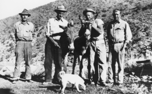 Bill Martin, Ralph Lisle, Phillip Lisle, and Sam Colvin (identified from left to right) in Panamint City, California: photographic print