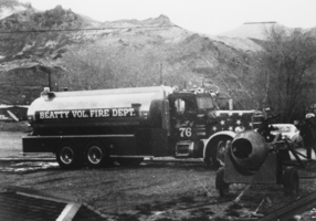 Tanker truck belonging to the Beatty Volunteer Fire Department at the Exchange Club fire: photographic print