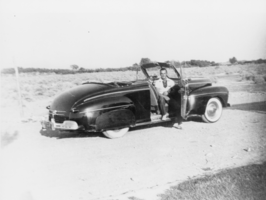 Harry "Button" Ford and his 1946 Ford convertible: photographic print