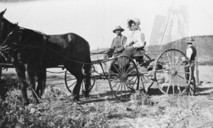Philander Lee sitting in a buckboard with his daughter, Dora Lee Brown: photographic print
