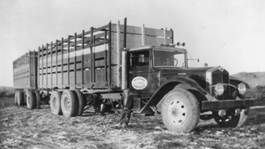 One of the first diesel trucks to haul cattle off the Fallini Ranch, Nevada: photographic print