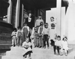 Students in front of the Luning School in Nevada: photographic print