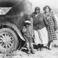 Mayme Hooper the next to her mother-in-law and the foster son in Lone Pine, California: photographic print