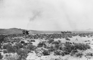 Wagon and team of horses are hauling water to the drill: photographic print