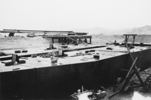 Pontoon from the dredge constructed at Manhattan: photographic print
