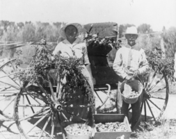 Josephine Roberts and Tom Thatcher visiting the Irwin Ranch: photographic print