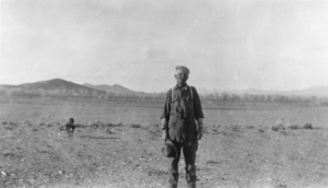 Frank Vanover, husband of Imogene Irwin Vanover, at the lower part of the Irwin Ranch: photographic print