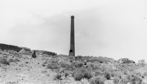 Stack at the remains of the mill located east of Belmont, Nevada: photographic print