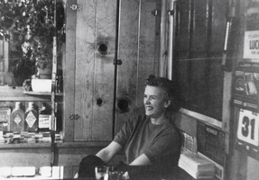 Jean Carver Duhme at the bar at Carver's Station: photographic print