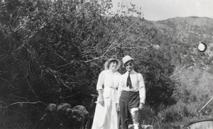 Lillian Gladys Yeager Berg and William Henry Berg following their marriage in Shoshone Canyon, Nevada: photographic print