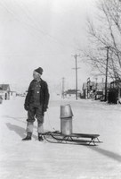 William H. Berg delivery milk on a sled: photographic print