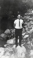 Robert "Bob" Wilson pictured in a canyon in the San Bernardino area, California: photographic print