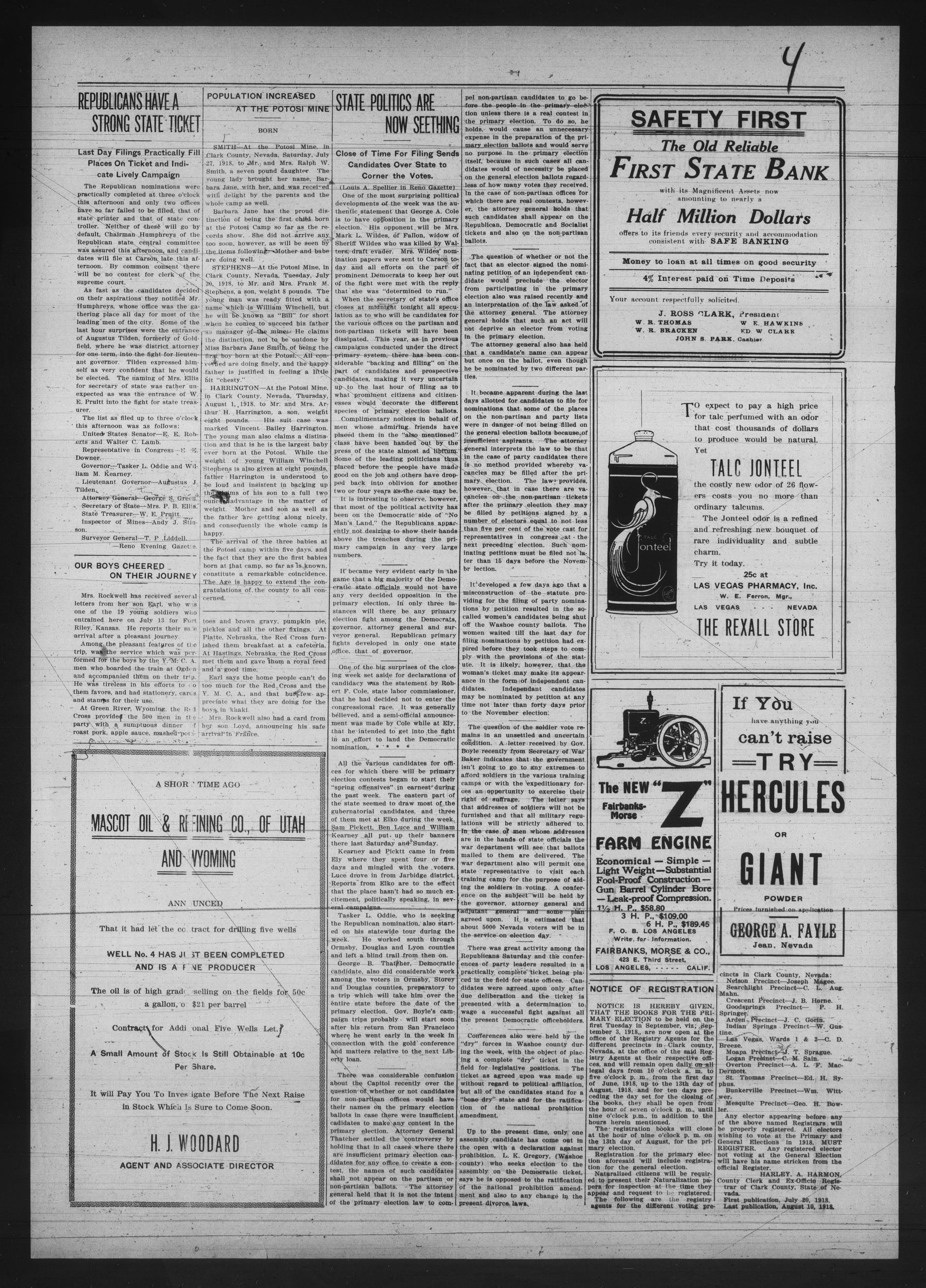 Las Vegas Age, Vol. XIV, No. 31 (1918-07-27), page 4