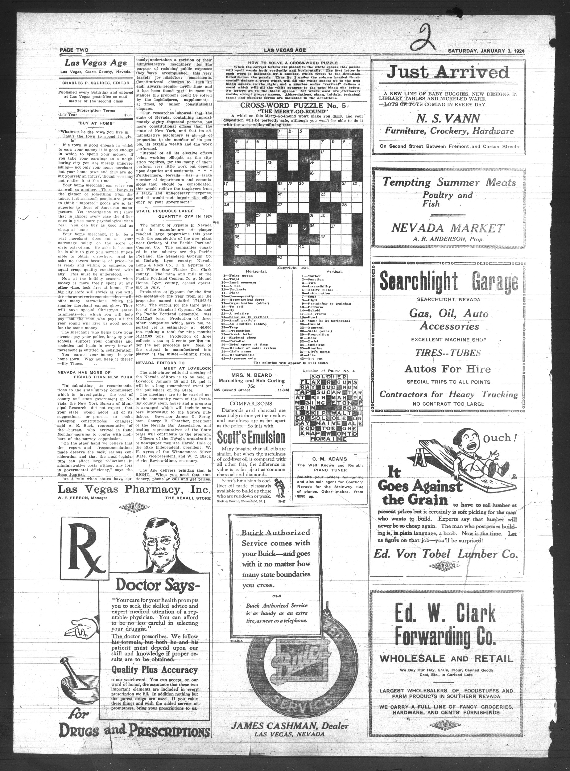 Las Vegas Age, Vol. XXI, No. 1 (1925-01-03), page 2