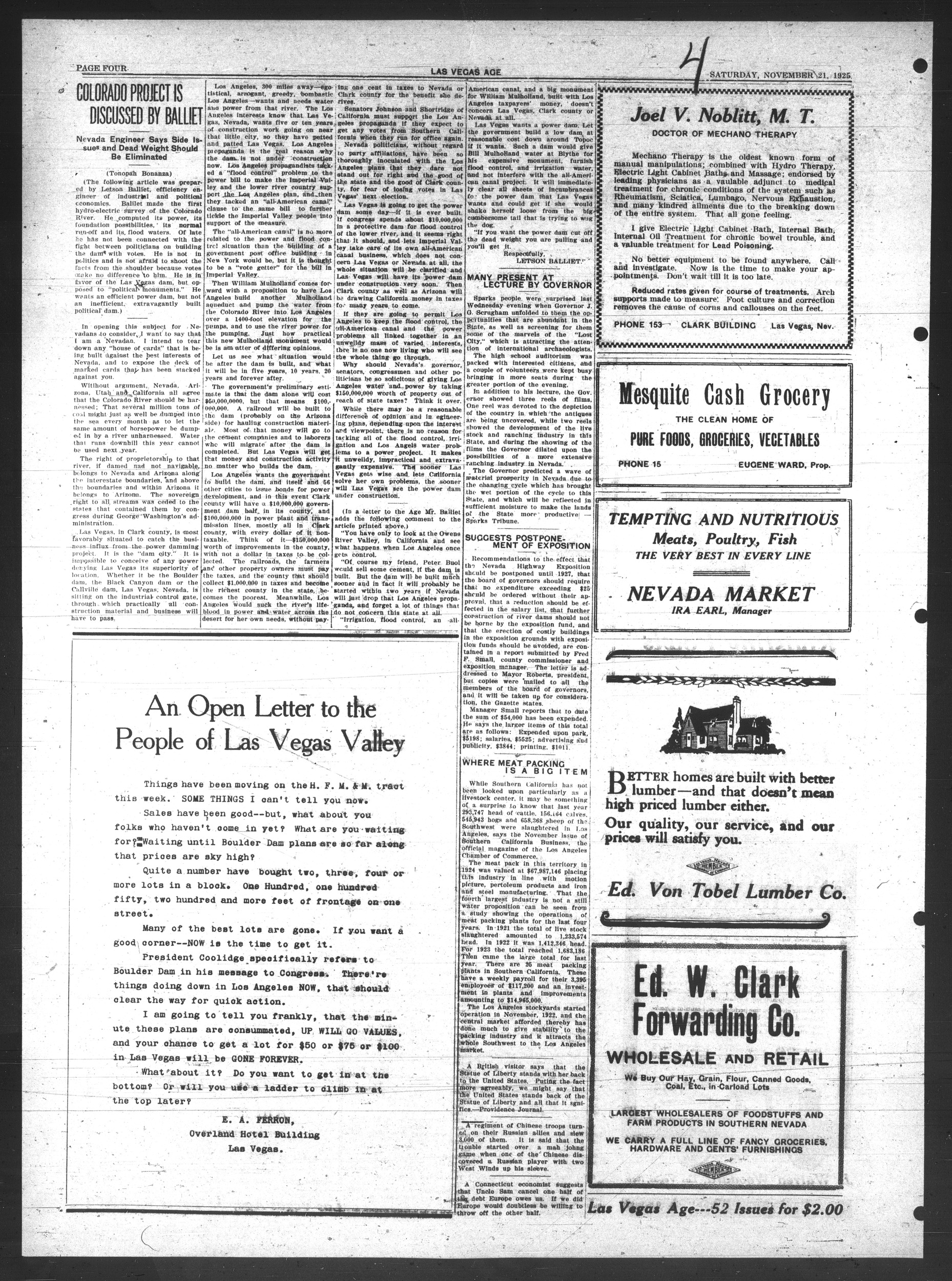 Las Vegas Age, Vol. XXI, No. 48 (1925-11-28), page 4