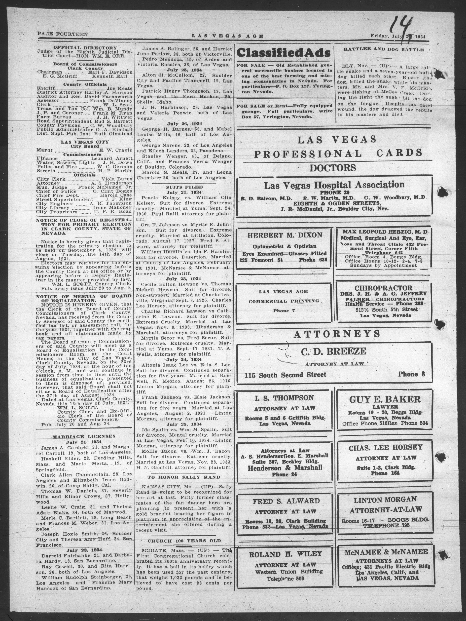 Las Vegas Age, Vol. XXX, No. 30 (1934-07-27), page 14