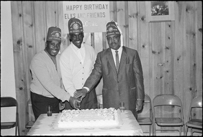 Set of photographs including Elks celebration, Mr. David Hoggard, party for Happy Timers and Bicycle Club, Bett Hudson and children, Mickey Mouse Club, and baby blessing: image 001