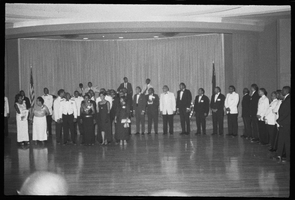 Set of photographs including James Roberts (playing ball), Woodrow Wilson, Kappa event, Luau [?] at Mrs. Kirklands, and Bethel's fashion show: image 001
