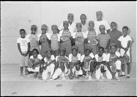 Set of photographs including debutantes at a fashion show, Desert baseball team, and basketball candids: image 001