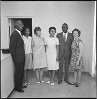 Set of photographs negatives including Wilma Prudhumne with Ed Fike & wife, Otis Harris, adult graduation at Highland (Red Cross), and Helen Anderson: image 001