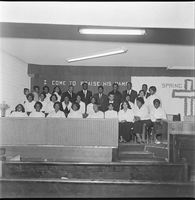 Set of photographs including Recreation Association at Doolittle, Doolittle piano recital, Victory Choir, NCAW raffle winner (Turner), Highland school girls basketball team, and Sarann at Shops: image 001