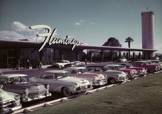 Daytime view of the Flamingo Hotel