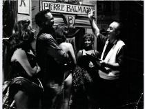 Harold Minsky (right) with cast and crew during rehearsal, 1960s