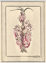 Pink and black feathered showgirl costume